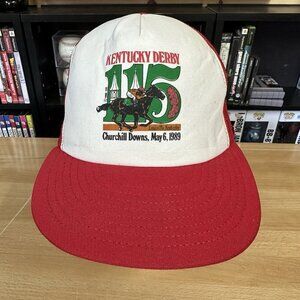 Vintage Kentucky Derby Hat 80s Trucker Cap Horse Racing 1989 Churchill Downs 115